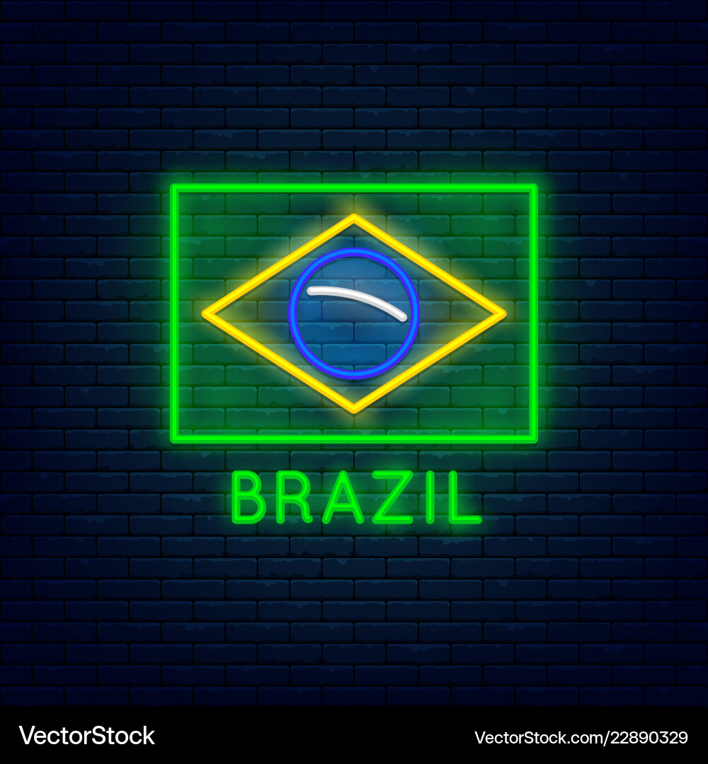 Neon brazil flag vector image