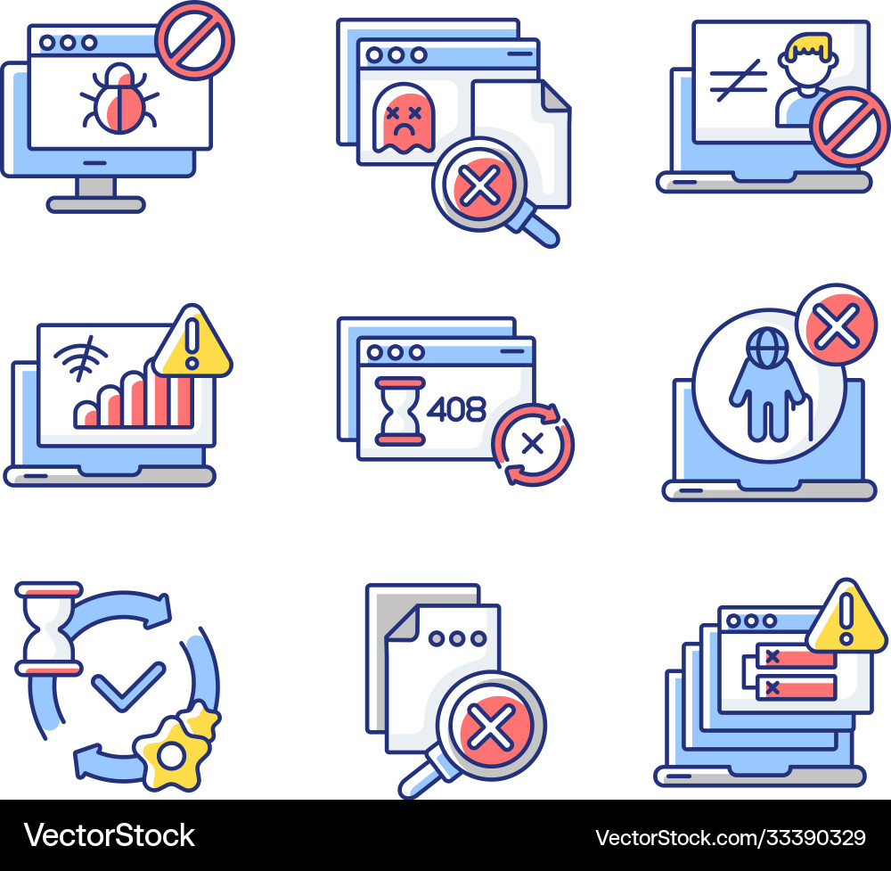 Network Error Icons - RGB Vector Image
