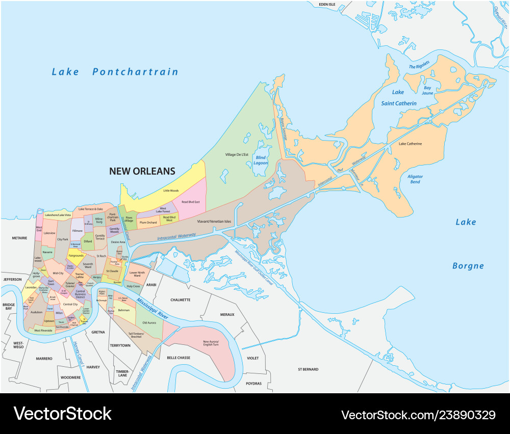 Neue orleans administrative und politische Karte Neue orleans administrative und politische Karte vektorbild