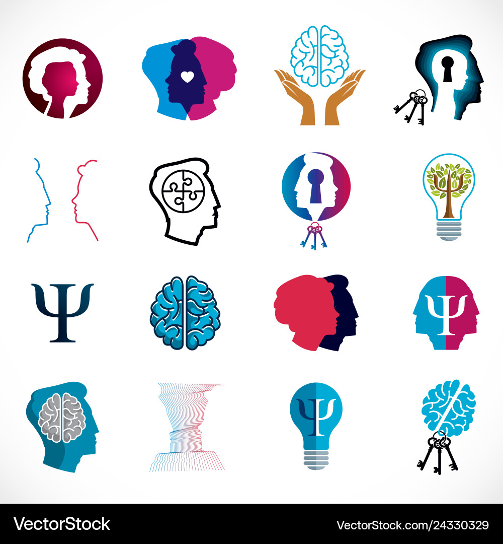 Psychology brain and mental health conceptual Psychology brain and mental health conceptual vector image