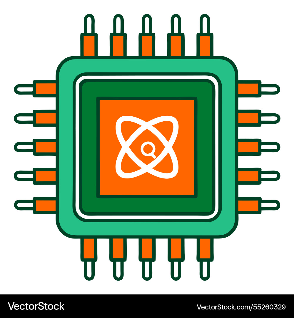 Quantum computing icon design for digital Vector Image