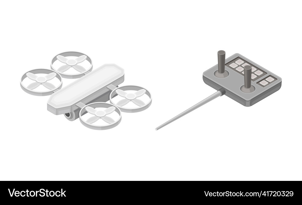 Robotic artificial objects set rone and remote Robotic artificial objects set rone and remote vector image