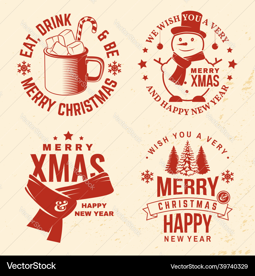 Satz von fröhlichen Weihnachten und glückliches neues Jahr Stempel Satz von fröhlichen Weihnachten und glückliches neues Jahr Stempel vektorbild