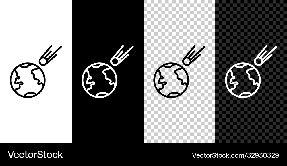 Set line comet falling down fast icon isolated Set line comet falling down fast icon isolated Vector Image
