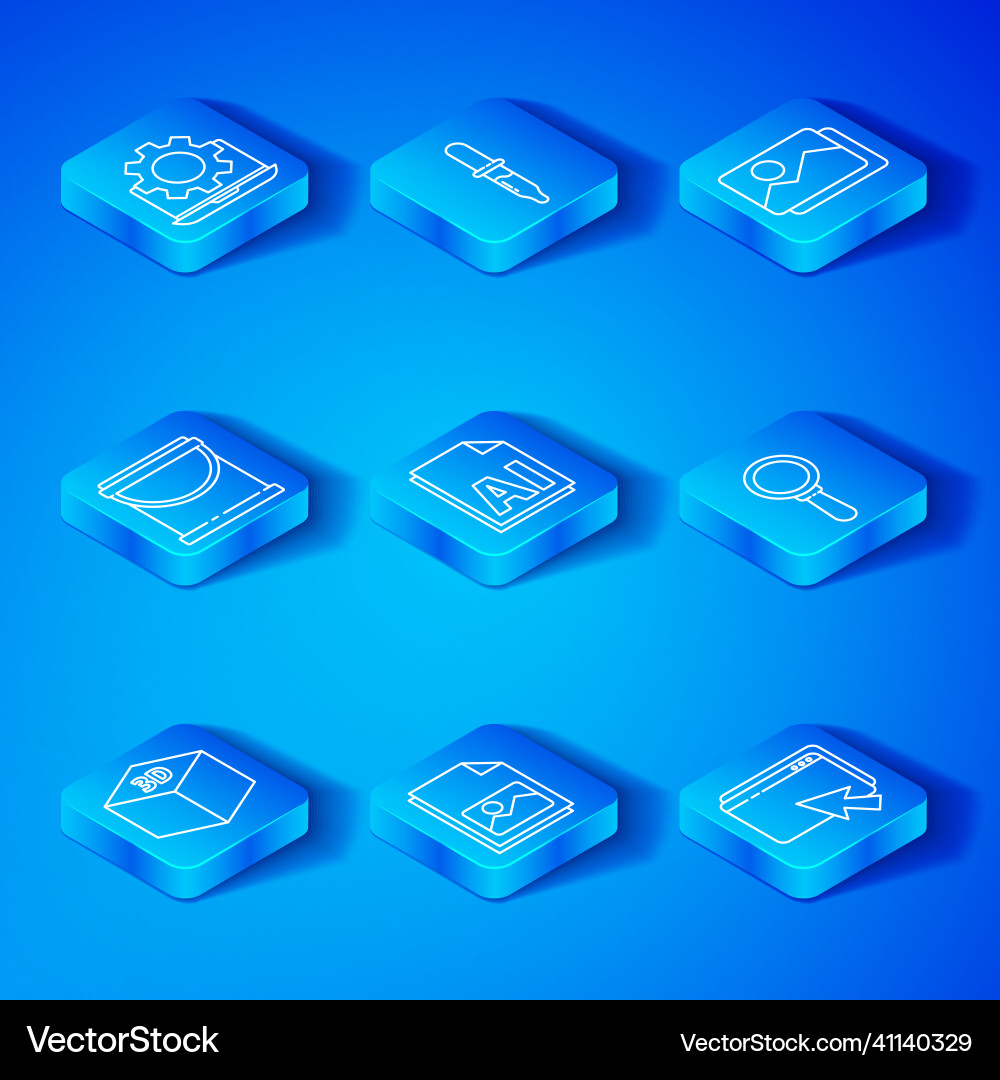 Set line isometric cube ai file document picture Set line isometric cube ai file document picture vector image