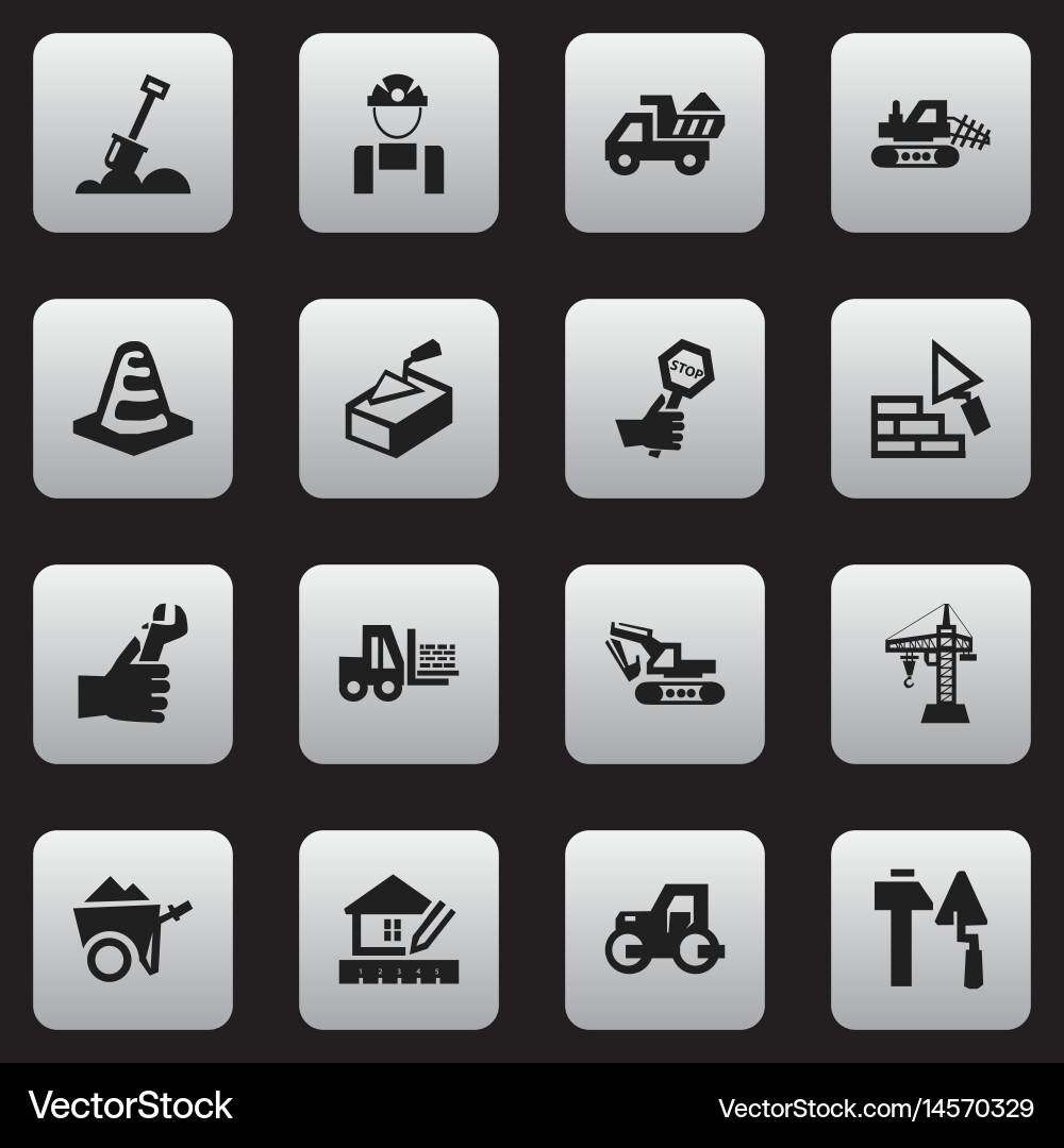 Set of 16 editable structure icons includes vector image