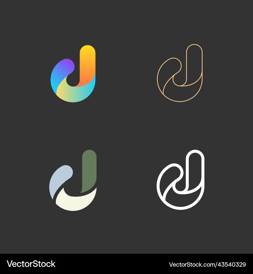 Set of letters d from abstract multicolors shapes Set of letters d from abstract multicolors shapes vector image