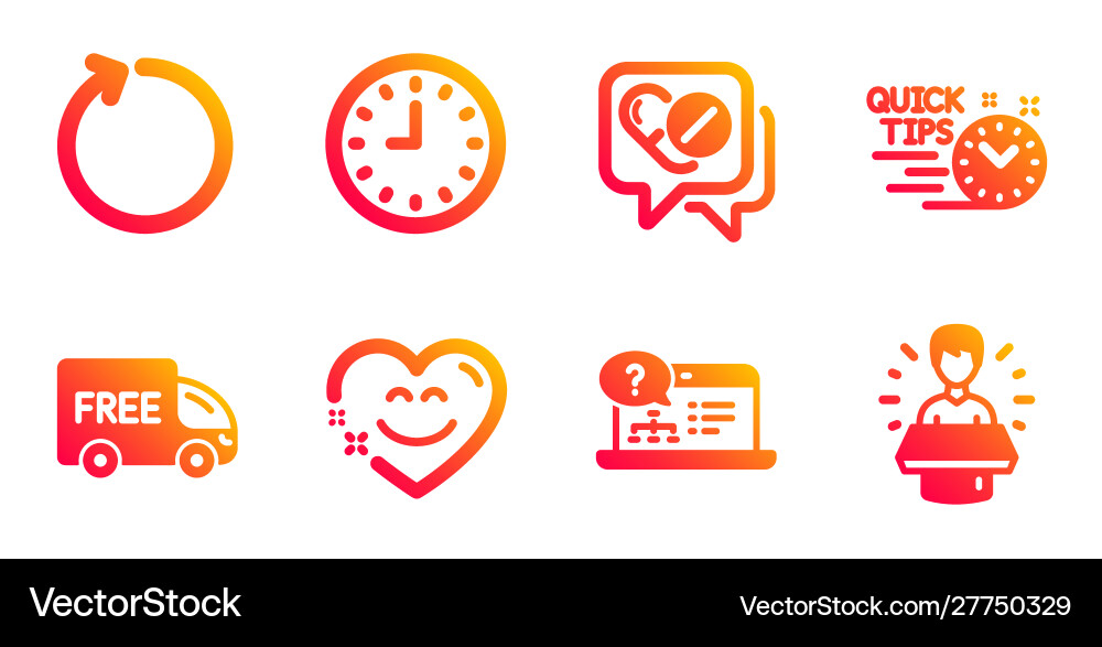 Smile chat loop and free delivery icons set Vector Image