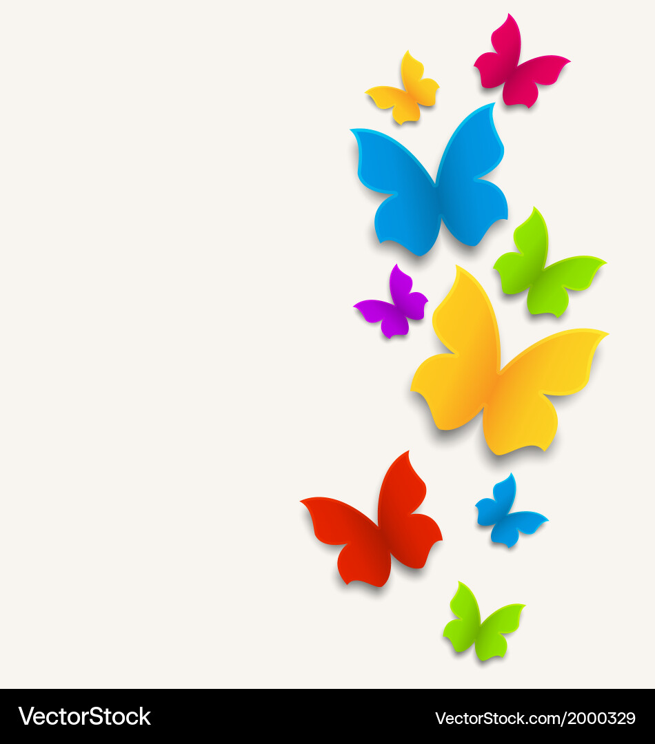 Spring card with butterflies colorful composition vector image