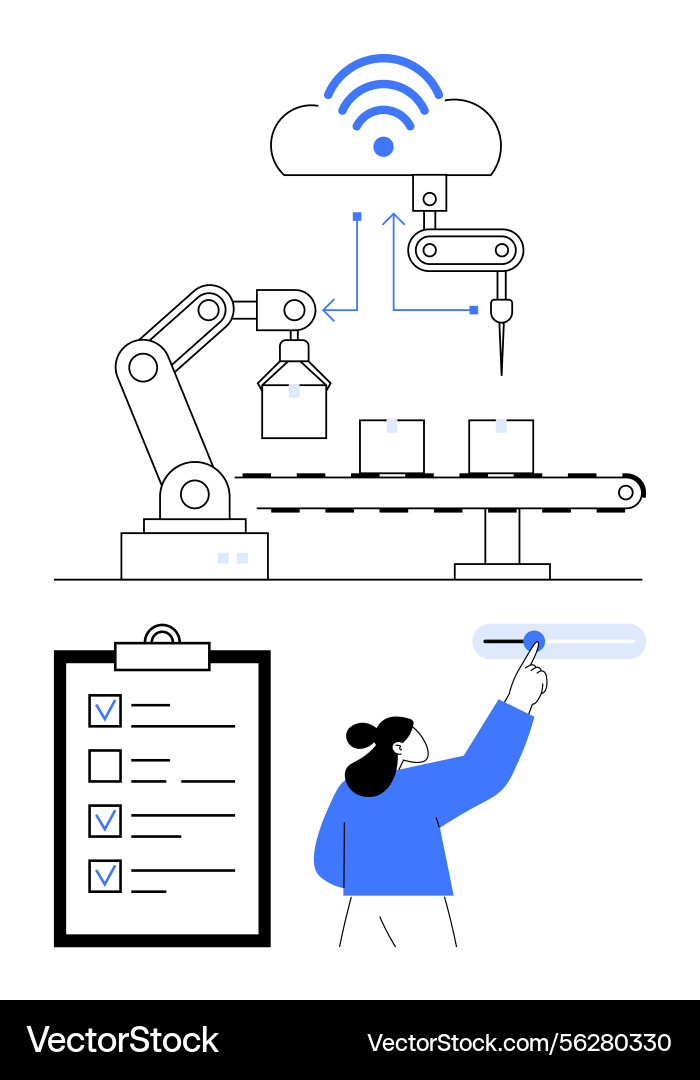 Automated manufacturing workflow with smart Automated manufacturing workflow with smart vector image