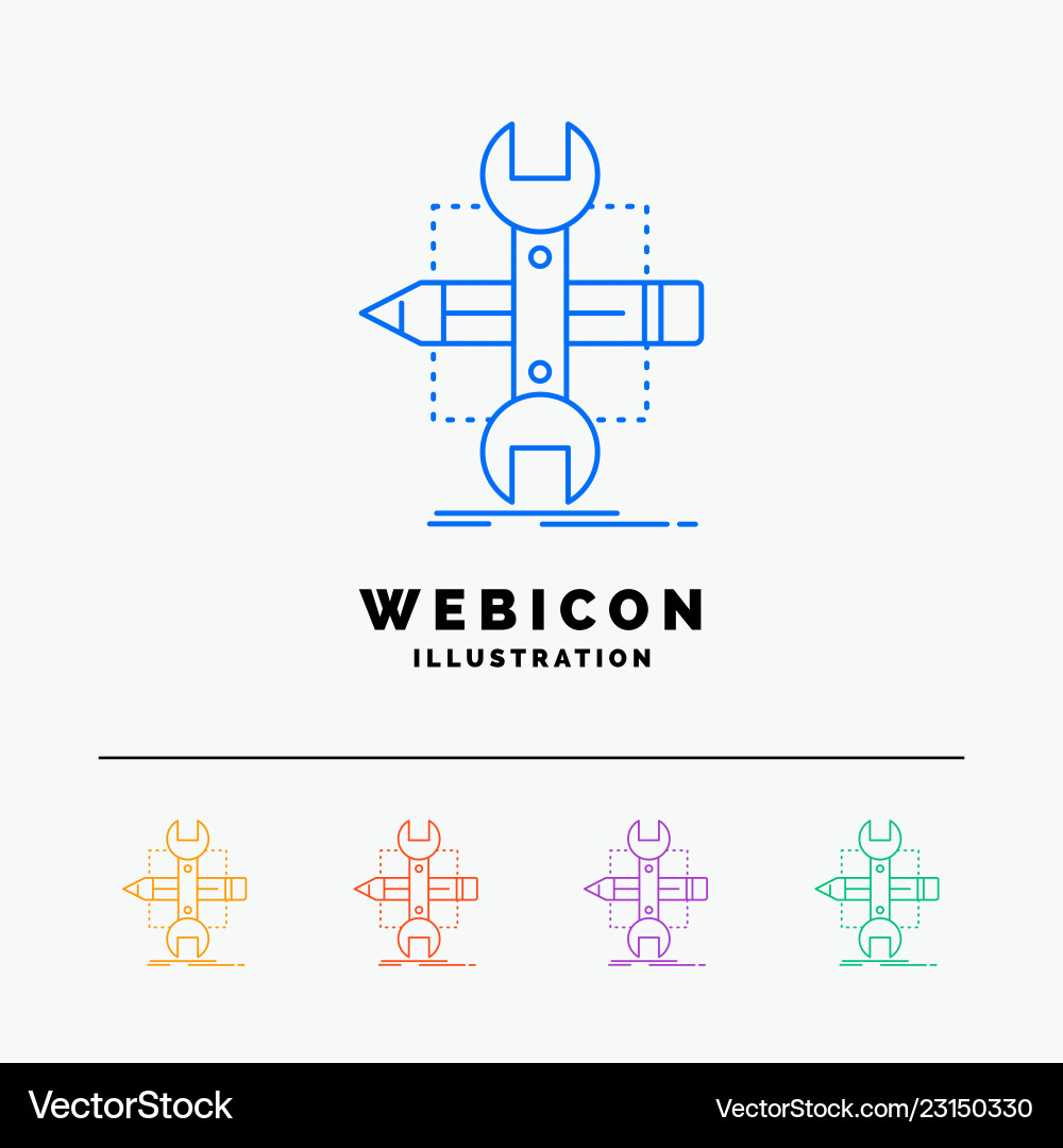 Build design develop sketch tools 5 color line Build design develop sketch tools 5 color line Vector Image