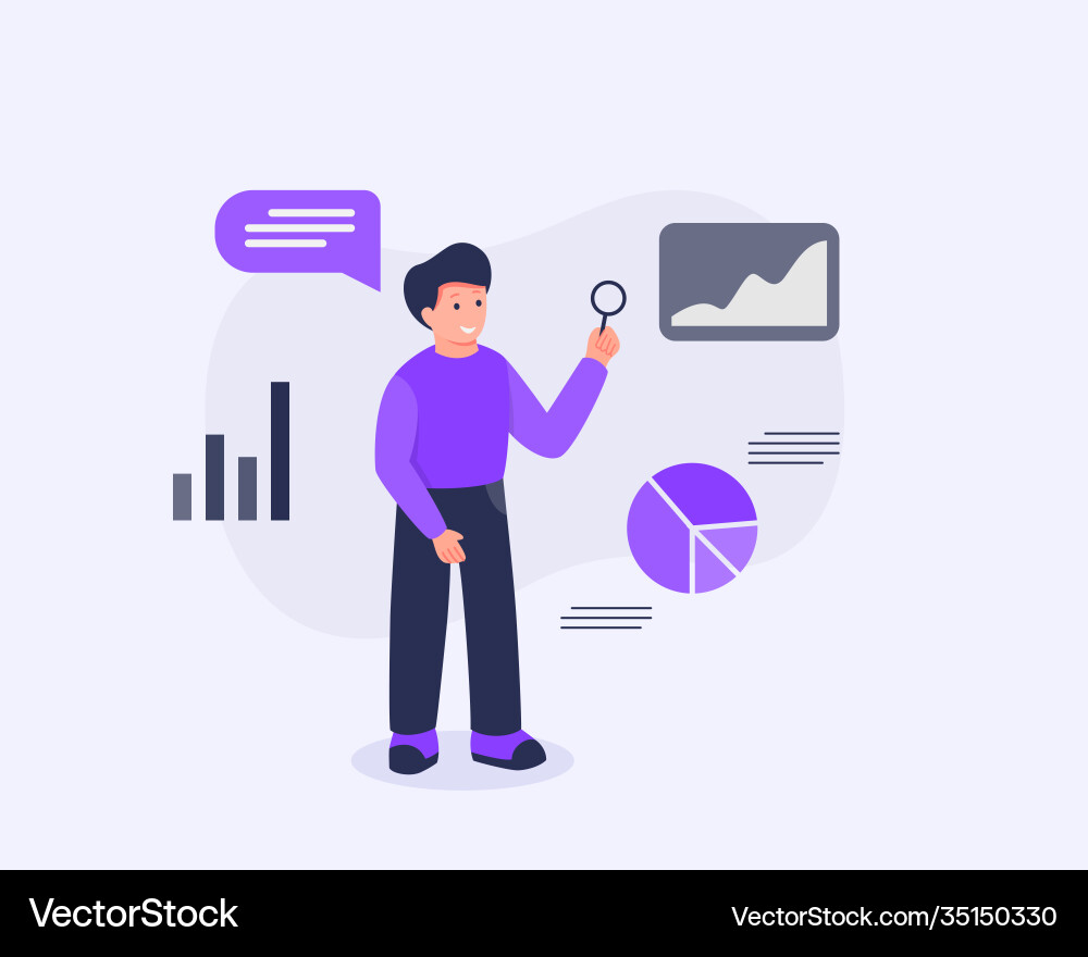 Business man analysis graph and chart data Business man analysis graph and chart data vector image