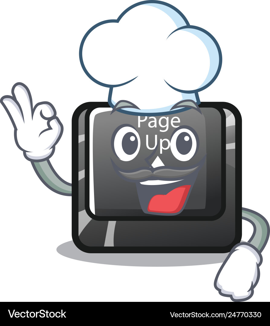 Chef button page up isolated with character vector image