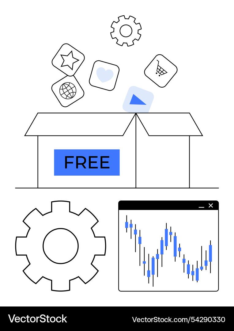 Digital tools and analytics emerging from free box Digital tools and analytics emerging from free box vector image