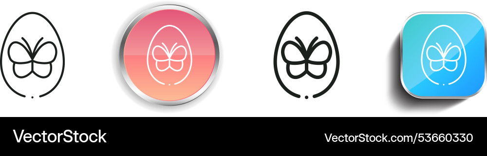 Easter egg icon thin linear regular and button vector image