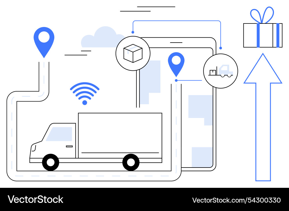 Efficient package delivery concept with gps Vector Image