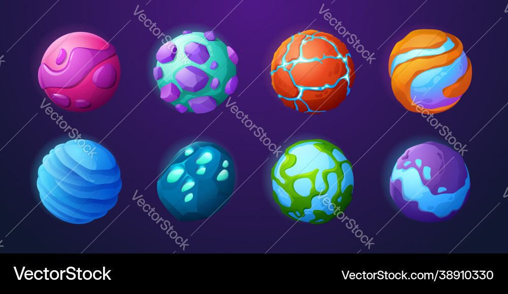 Fantasy planets in outer space for ui galaxy game vector image