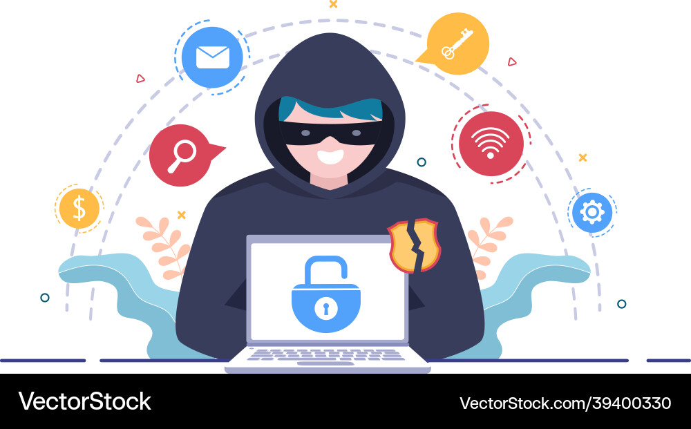 Hacker using computer server to activity hacked Hacker using computer server to activity hacked vector image