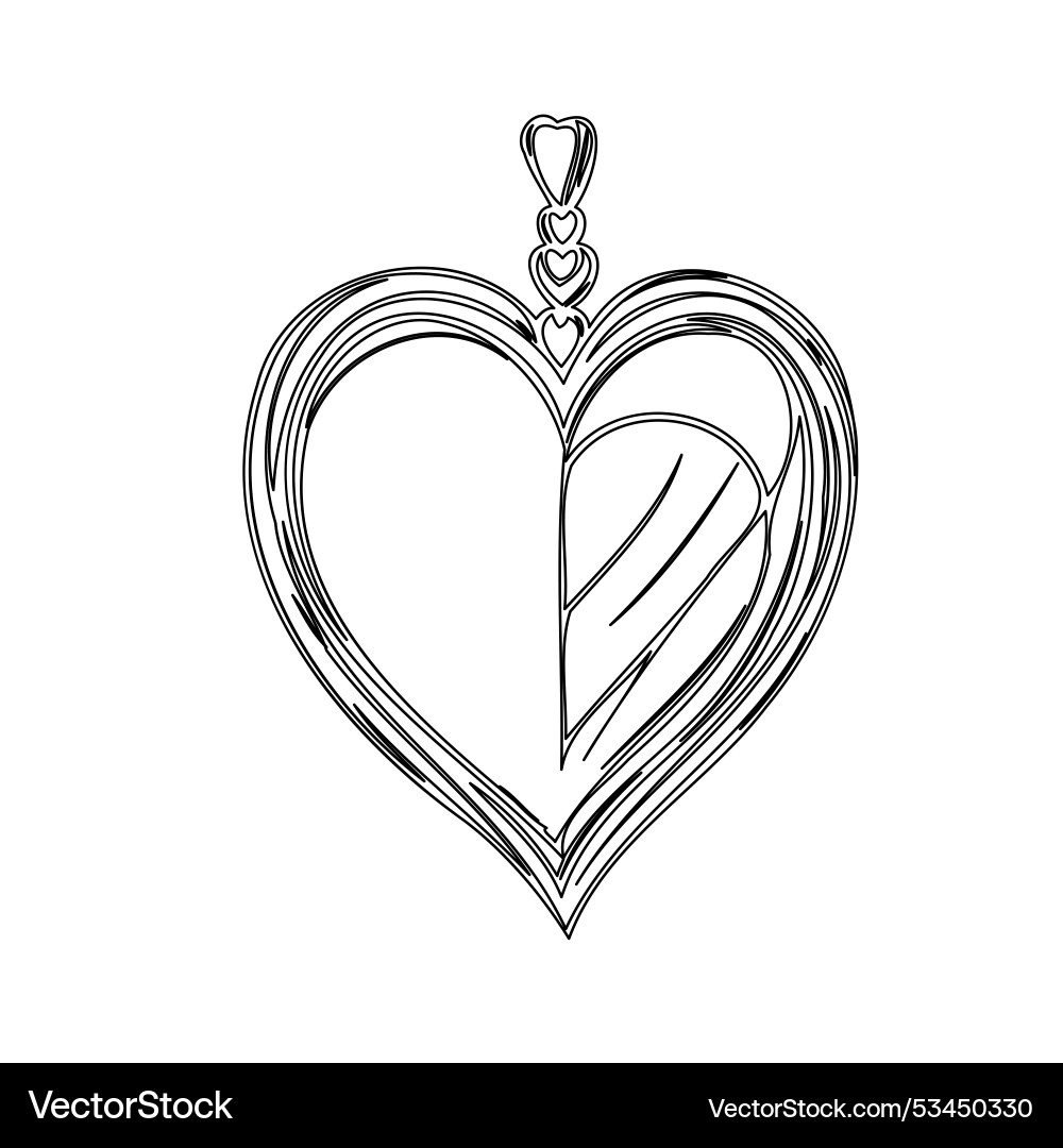 Heart shaped locket valentine outline sketch Vector Image