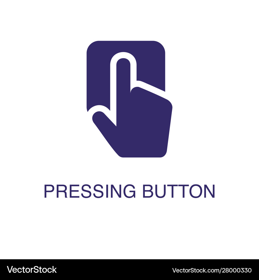 Pressing button element in flat simple style vector image