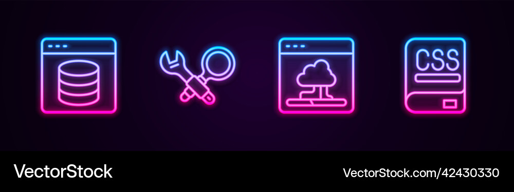 Set line server data web hosting debugging Set line server data web hosting debugging vector image