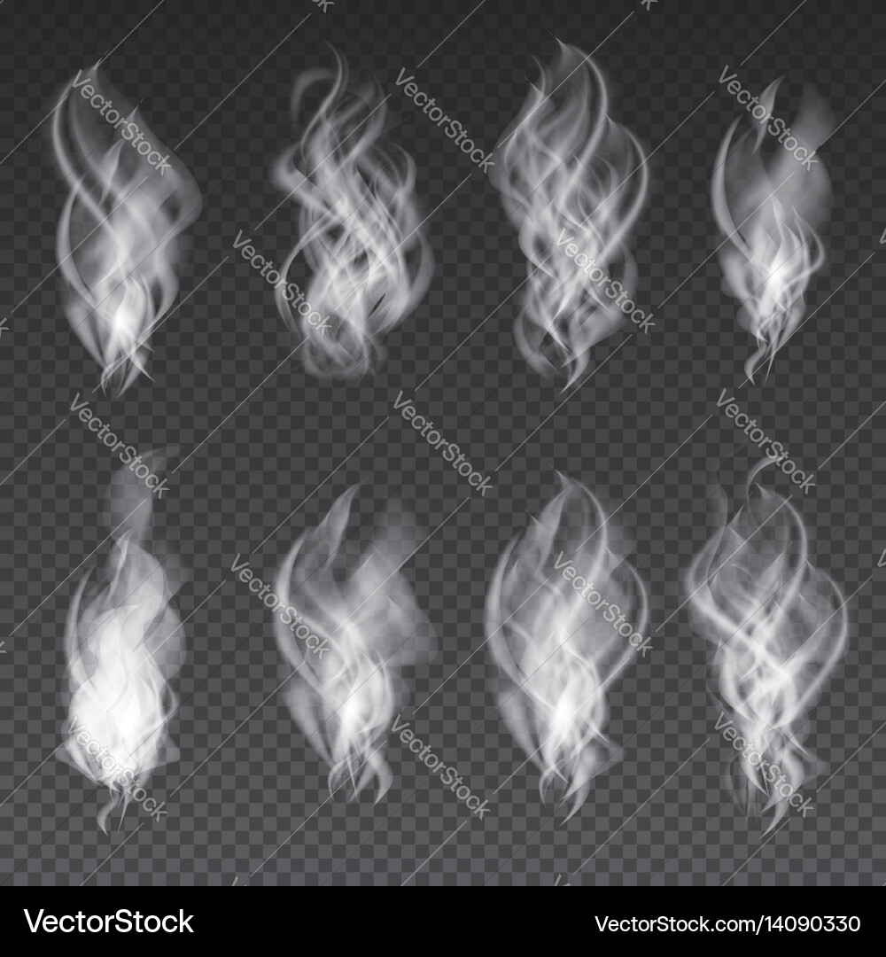 Smoke set isolated on transparent background Vector Image