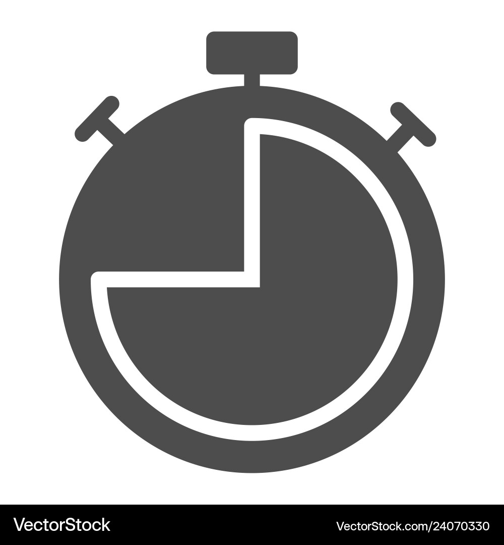 Stopwatch solid icon timer time Stopwatch solid icon timer time Vector Image