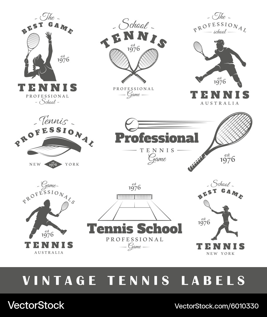 Vintage Tennis Labels Collection vector image