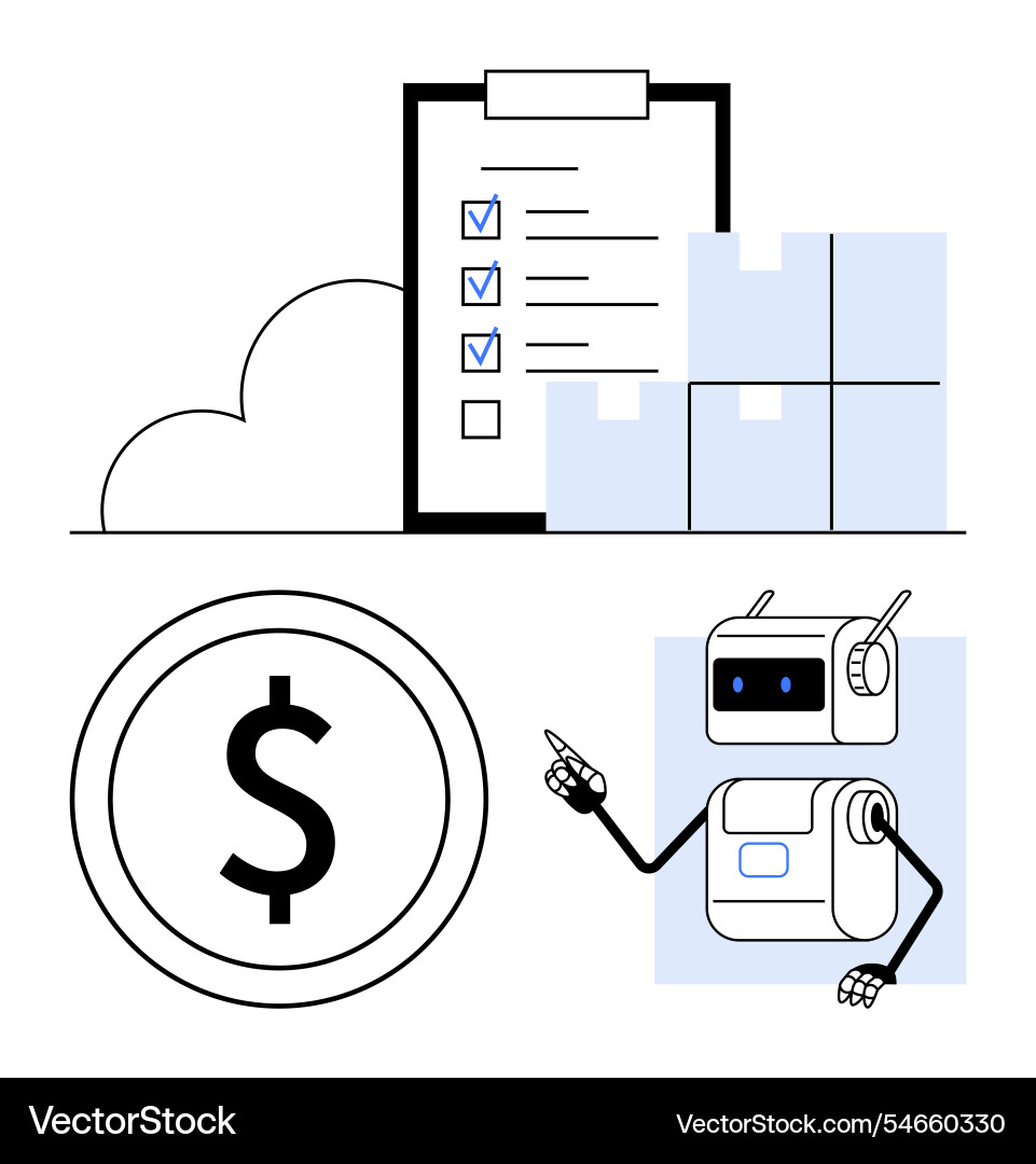 Warehouse automation with robotics inventory Warehouse automation with robotics inventory vector image