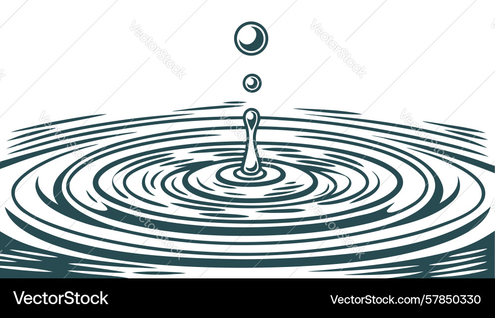 Water drop creating concentric ripples design Vector Image