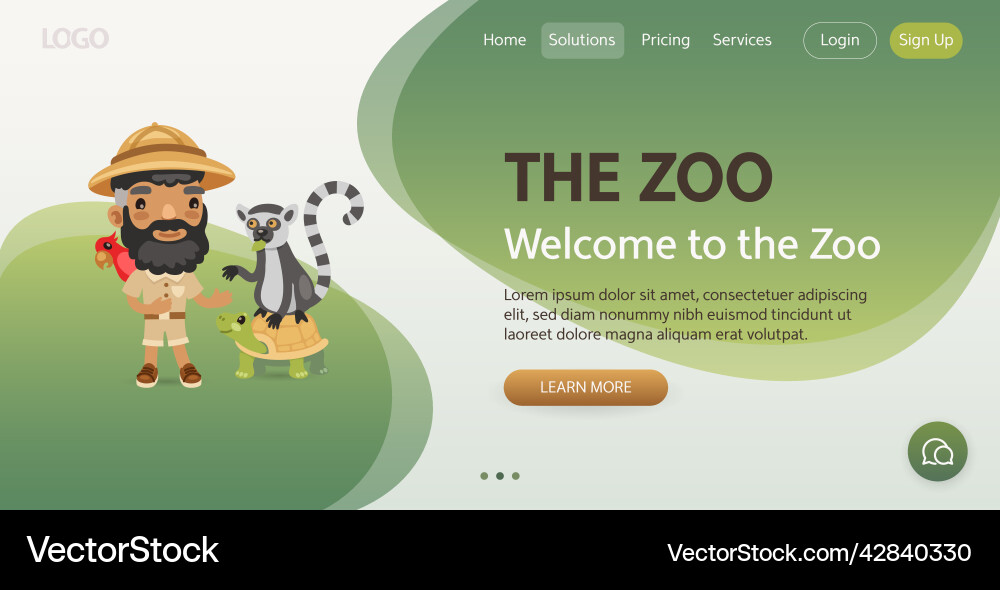 Zoo website template Royalty Free Vector Image