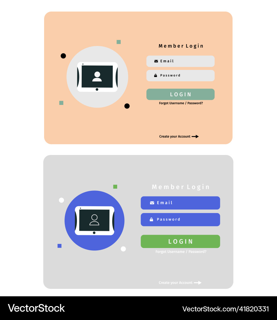 Account login and password form page on screen Account login and password form page on screen vector image