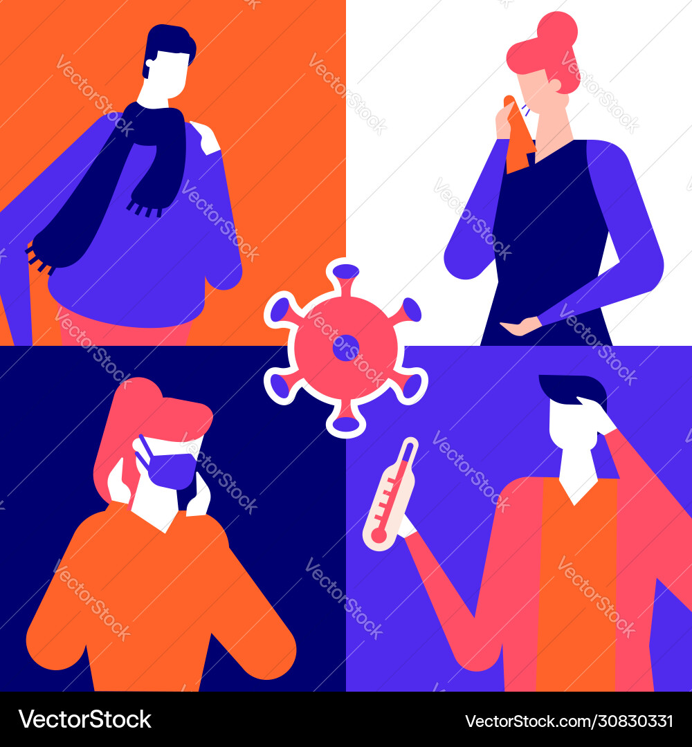 Coronavirus disease symptoms - flat design style Coronavirus disease symptoms - flat design style vector image