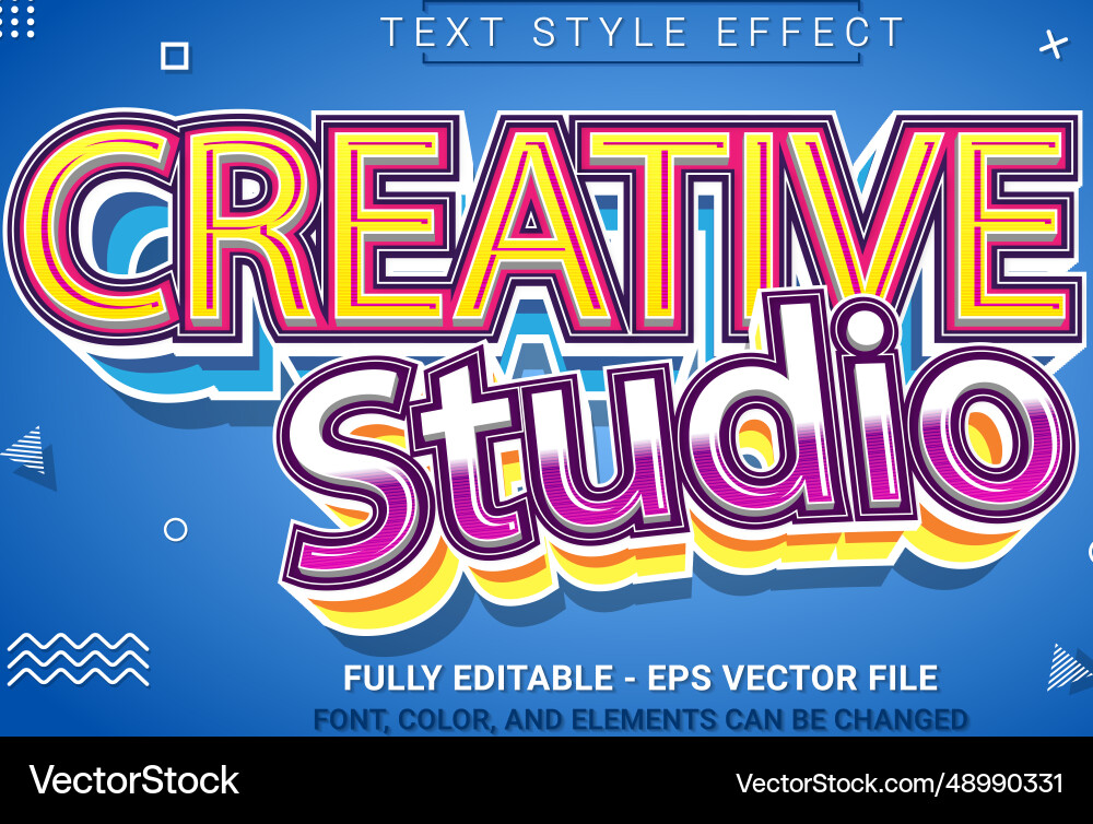 Creative studio text style effect editable vector image