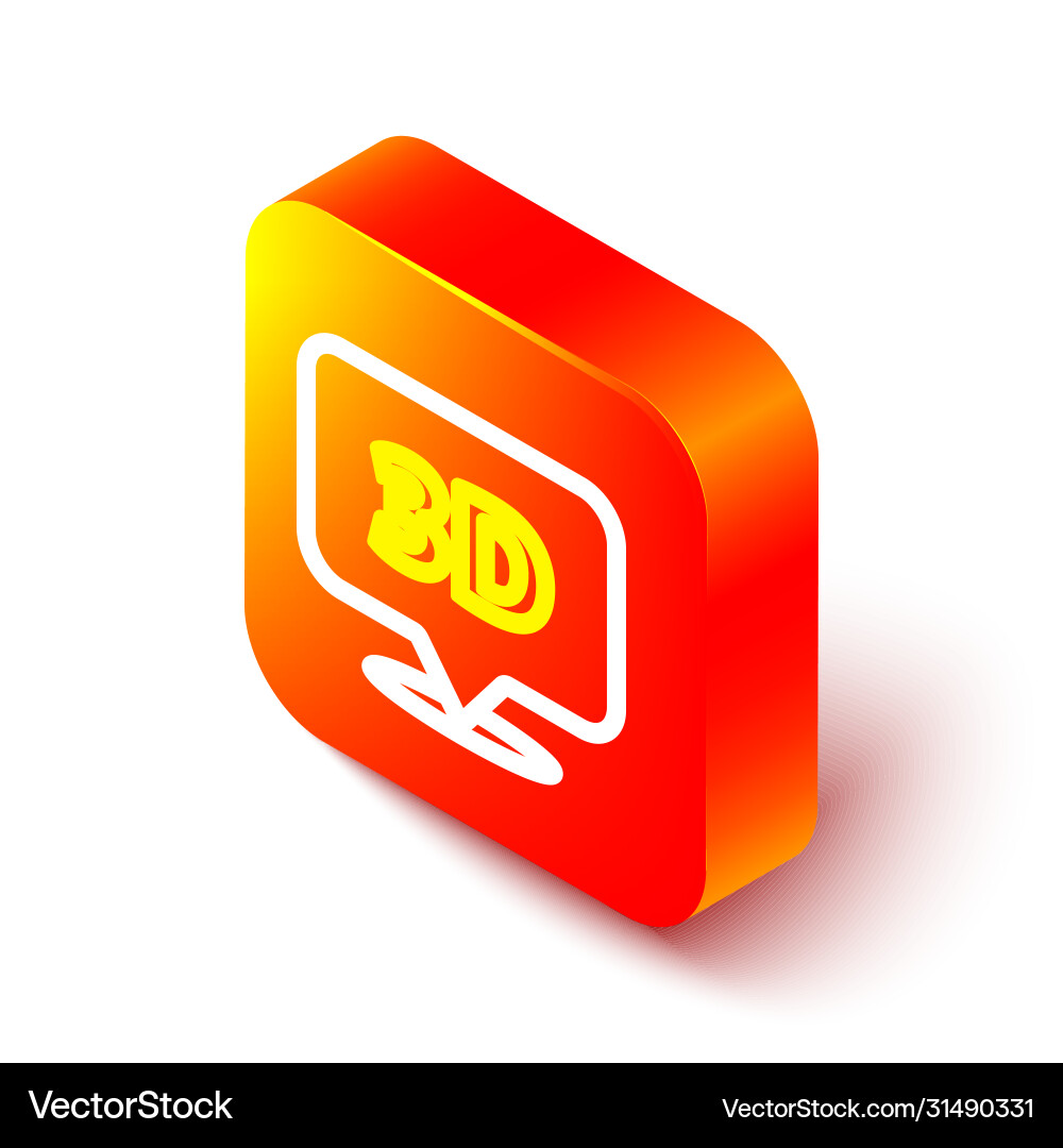 Isometric line speech bubble with text 3d icon Isometric line speech bubble with text 3d icon vector image