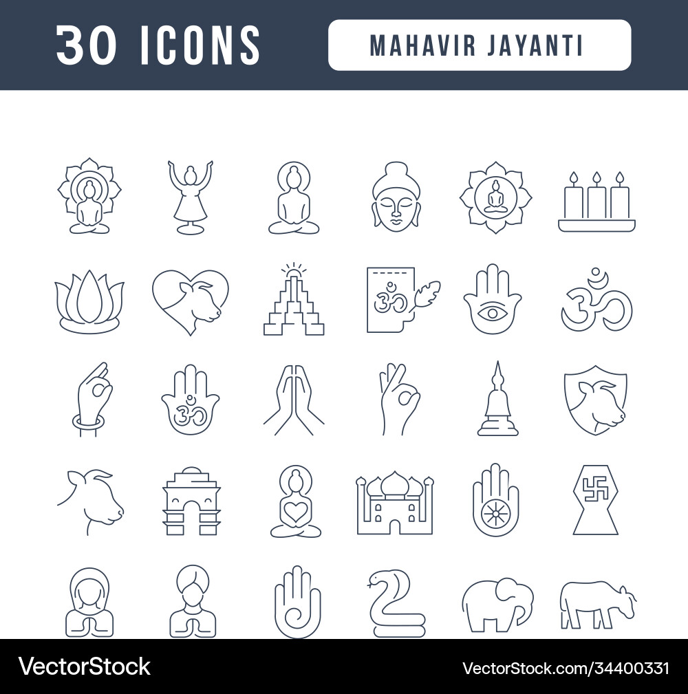 Line icons mahavir jayanti Line icons mahavir jayanti vector image