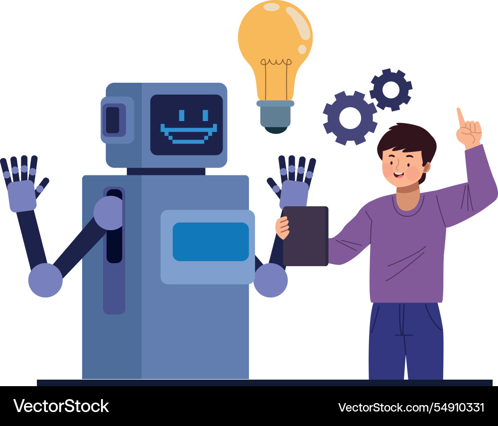 Man working ai in engineering Vector Image