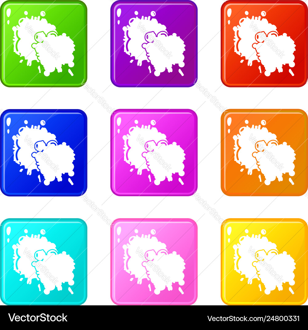 Paintball splash blob icons set 9 color collection Vector Image