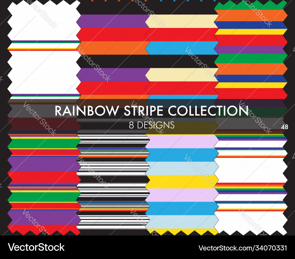 Rainbow stripe seamless pattern collection Rainbow stripe seamless pattern collection vector image