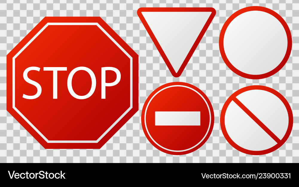 Red Stop Signs - Traffic Danger Royalty Free Vector Image