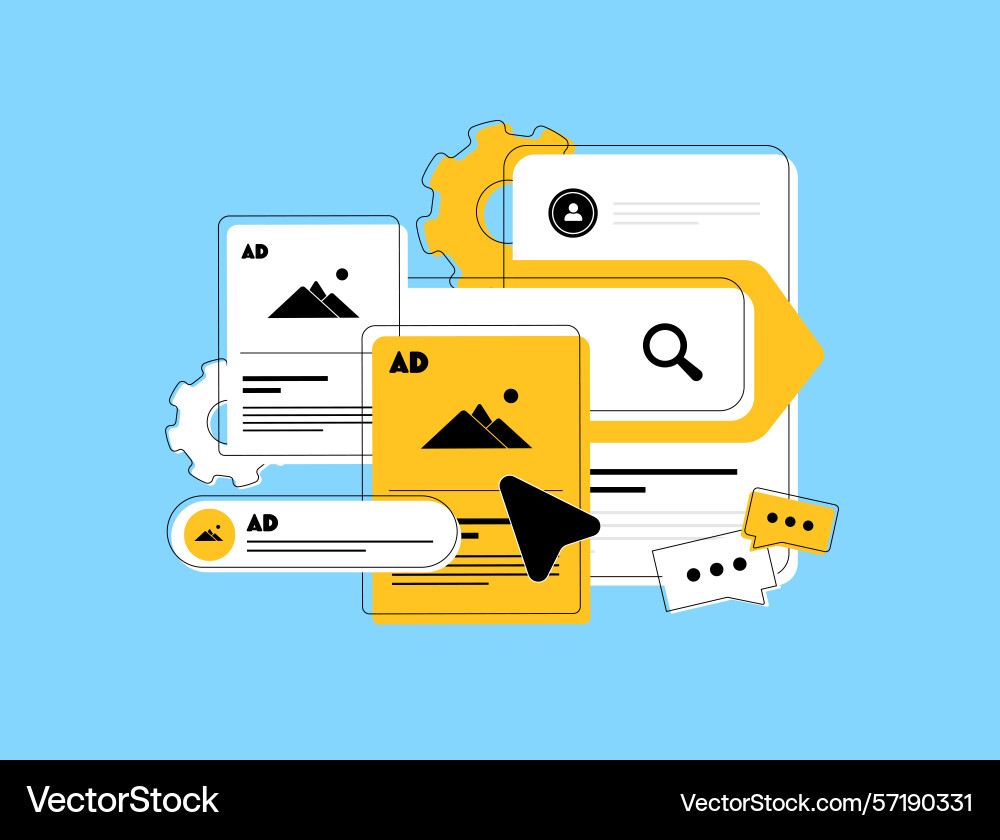 Search retargeting strategy where ads follow users Search retargeting strategy where ads follow users vector image
