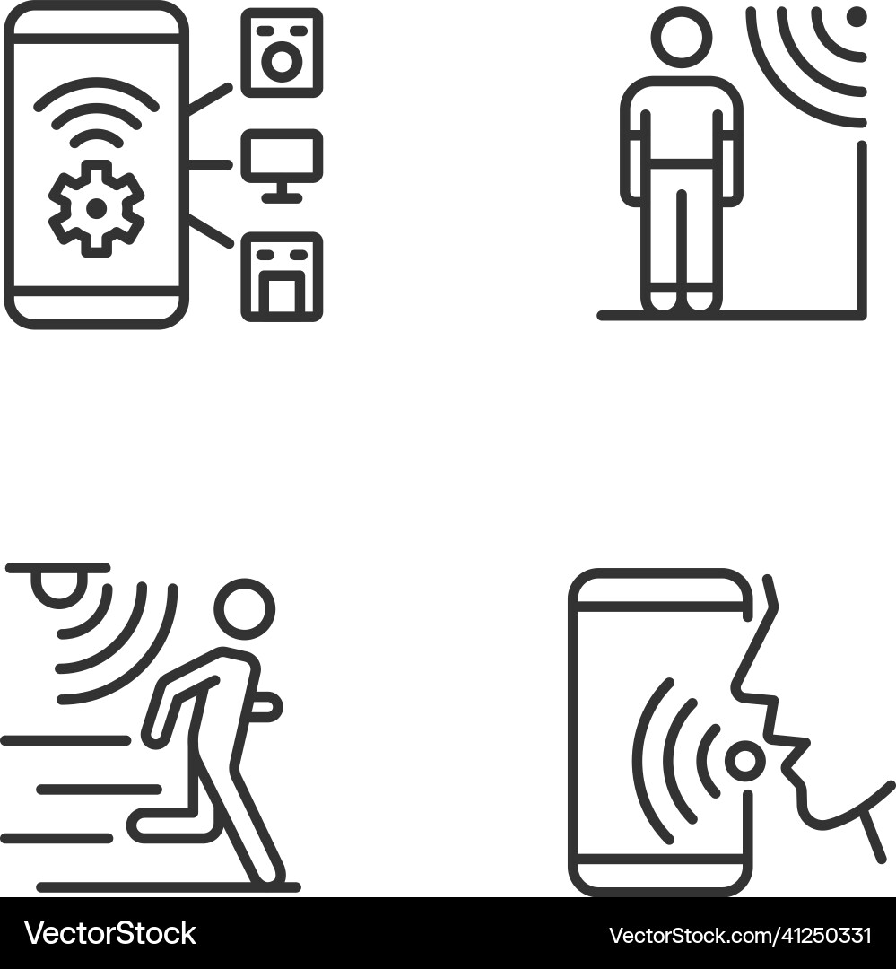 Sensor technology pixel perfect linear icons set vector image
