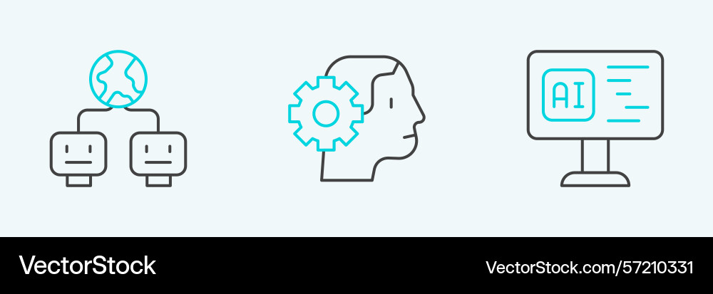 Set line software artificial intelligence Set line software artificial intelligence vector image