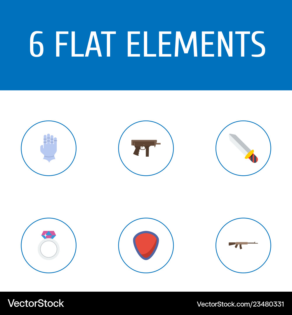 Set of game icons flat style symbols with sword Set of game icons flat style symbols with sword vector image