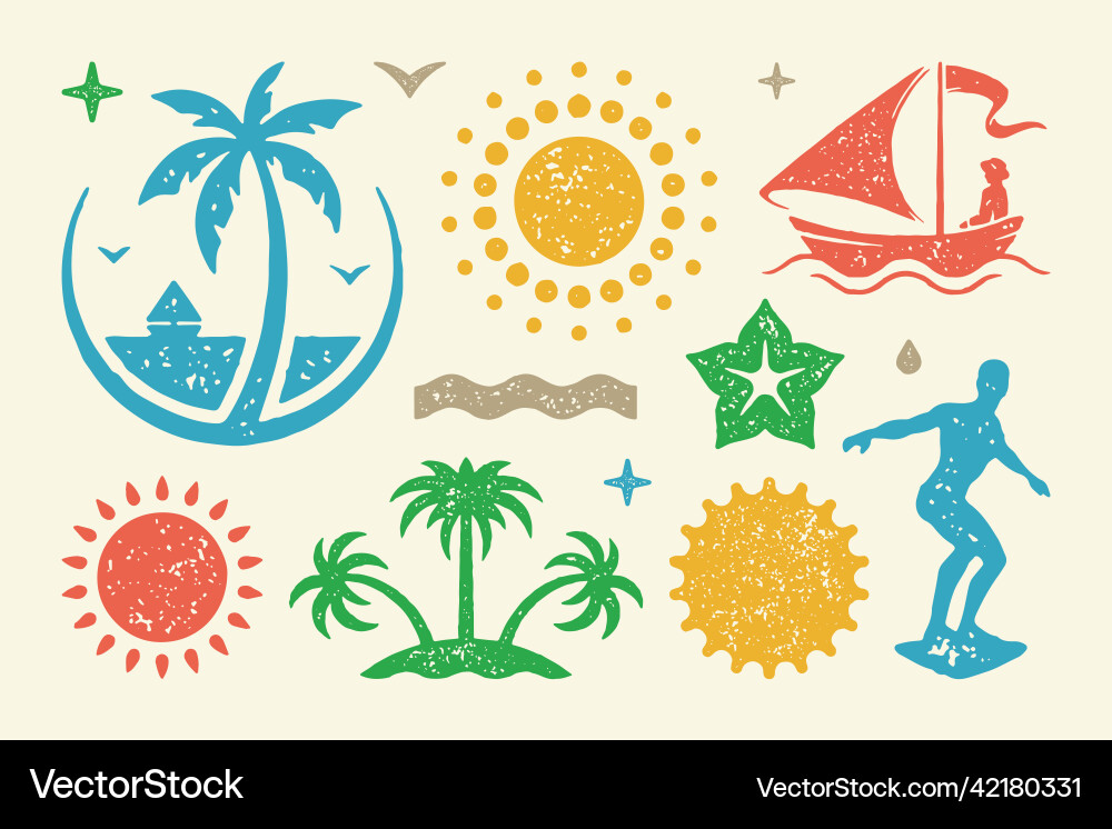 Summer symbols and objects set Summer symbols and objects set Vector Image