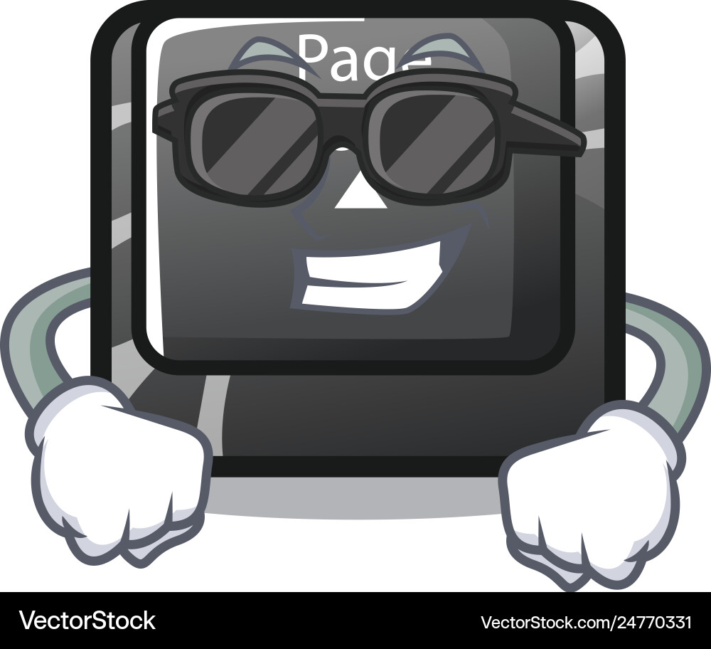 Super cool button page up isolated with character Vector Image