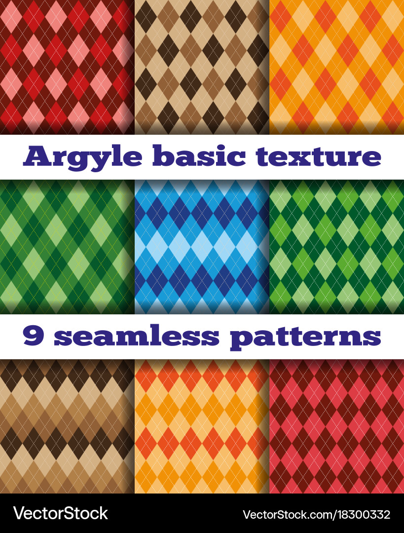 Argyle Seamless Pattern Set vector image