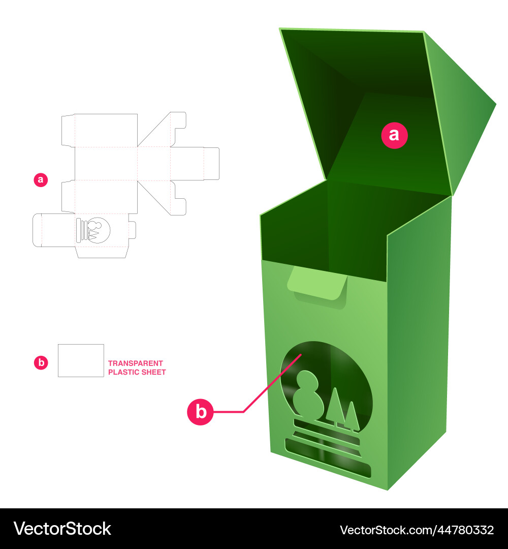 Auto lock flip box with snow globe window Vector Image