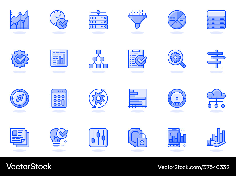Big data analysis web flat line icon bundle Big data analysis web flat line icon bundle vector image