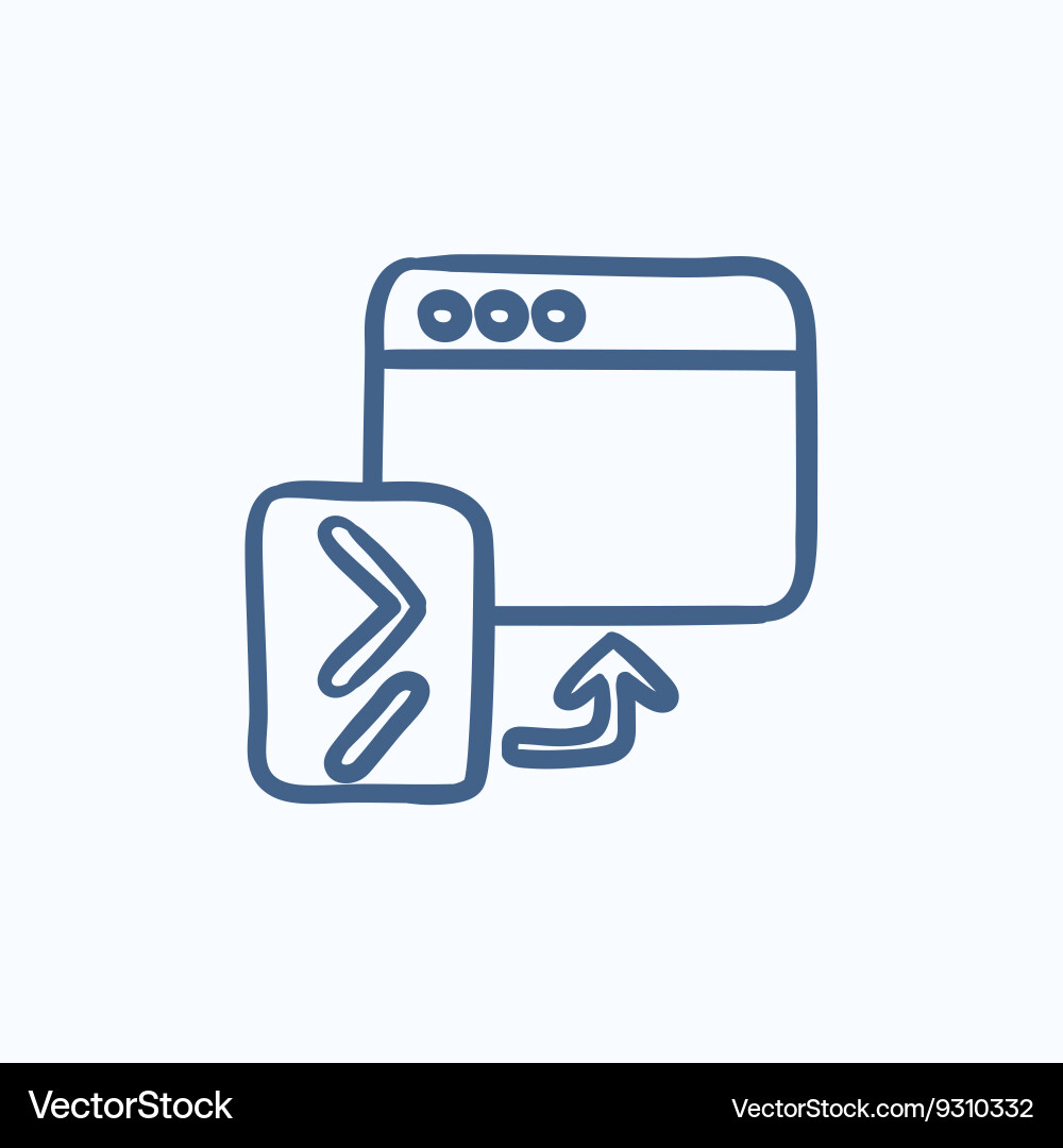 Browser window with terminal startup sketch icon Vector Image